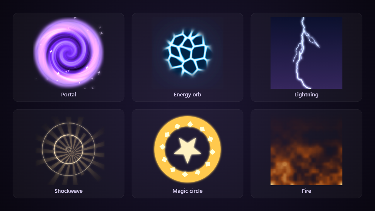 A fire, a portal and sparks made in the Compositor